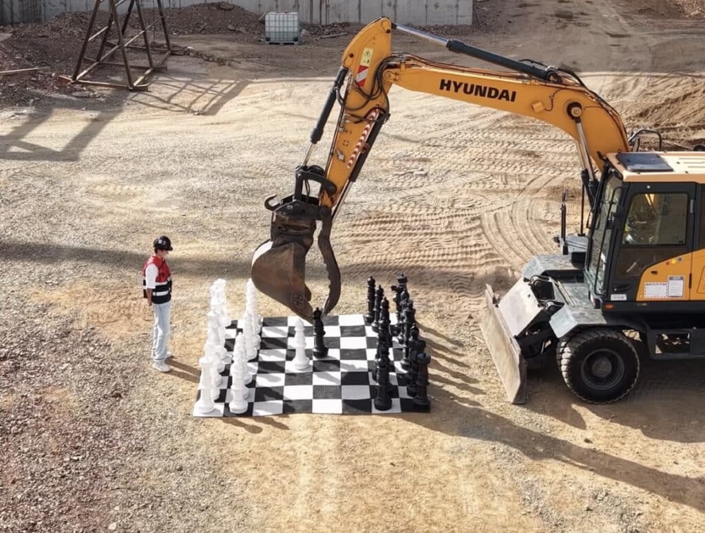 Excavators play chess at Astana Data Center construction site