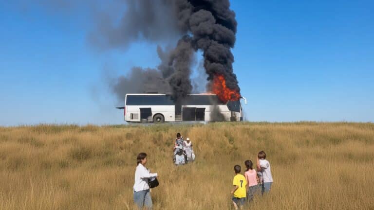 Батыста жолаушы автобусы өртенді: салонда 37 адам болған (видео)