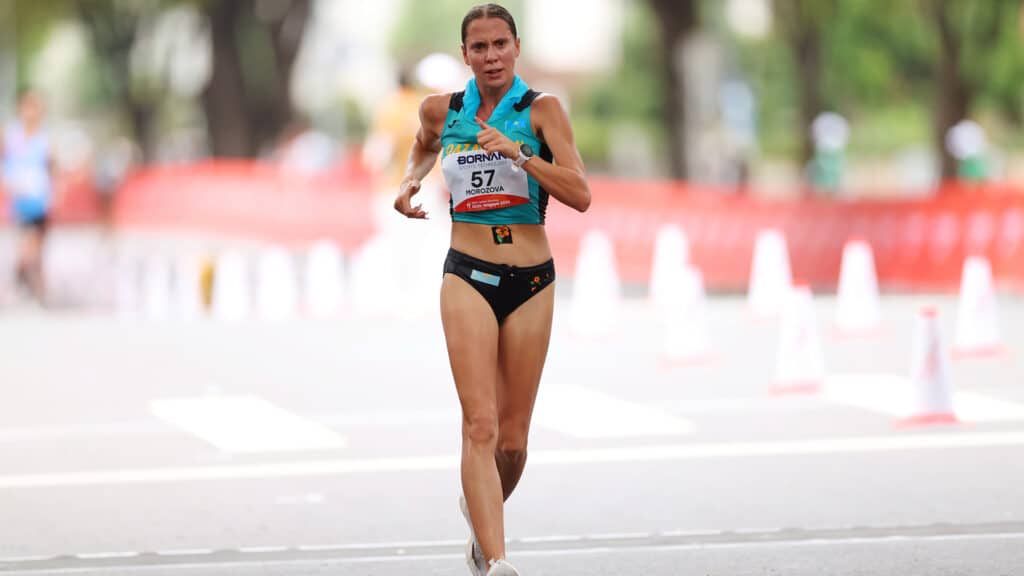 MOROZOVA Kristina (KAZ), 
SEPTEMBER 23, 2026 - 
Athletics : Women's Half Marathon Race Walk 
at Aichi Prefectual Government and Nagoya City Halls Loop Course 
during the Asian Games Aichi-Nagoya 2026 
in Aichi, Japan. 
©AINAGOC