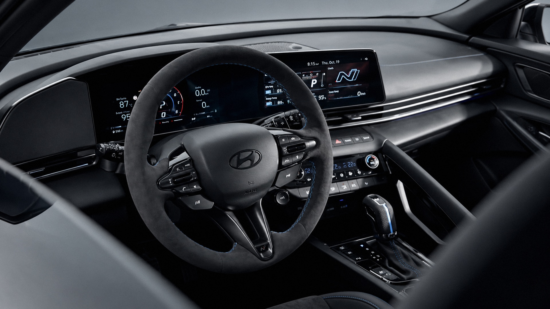 Hyundai Elantra N салон, хендай элантра панель приборов, элантра н руль, elantra n руль