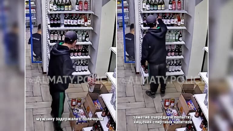 Воровал алкоголь не первый раз: в Алматы продавцы задержали мужчину с поличным