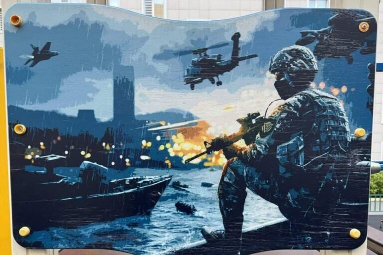 В Астане закрасили военные рисунки на детской площадке ЖК «Меруерт»
