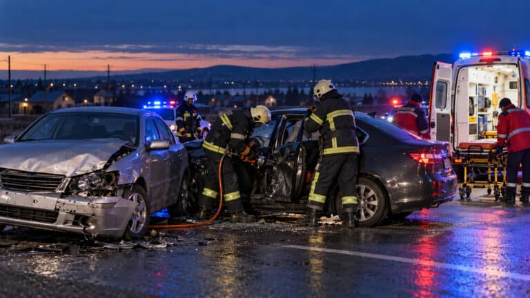 Спасателям пришлось вскрывать дверь автомобиля после ДТП у Кокшетау